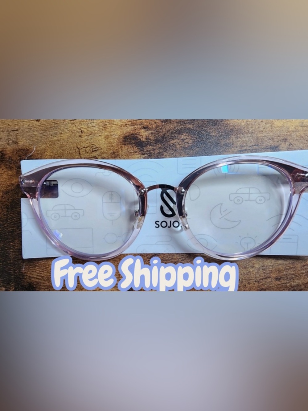 SOJOS Classic Round Blue Light Frame/Anti Blue Light Lens Translucent Pink Frame